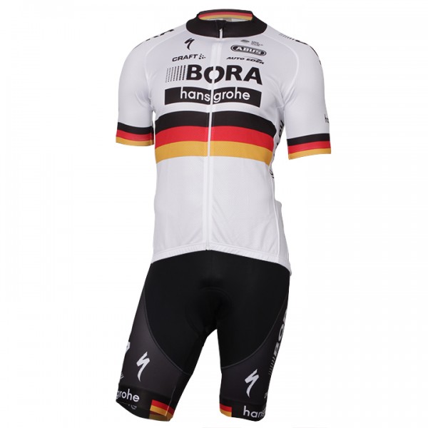 2017-2018 Bora Hansgrohe Deutscher Meister Radbekleidung Radtrikot Kurzarm und Fahrradho