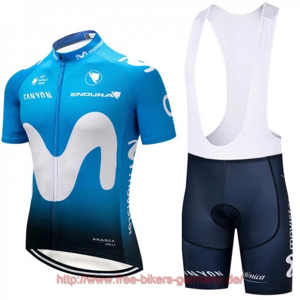 2018 Movistar Fahrradbekleidung Satz Fahrradtrikot Kurzarm Trikot und Kurz Tr