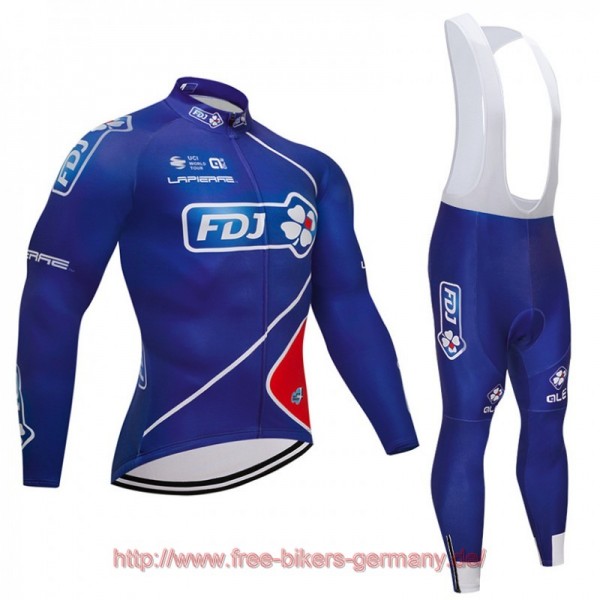 2018 FDJ Fahrradbekleidung Radtrikot Satz Langarm und Lange Tr
