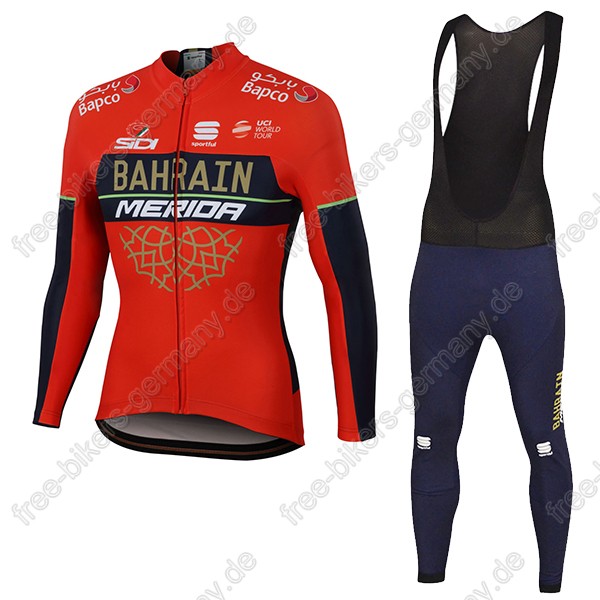 Profiteam 2018 BAHRAIN MERIDA Pro Fahrradbekleidung Trikot Langarm+Lang Tr