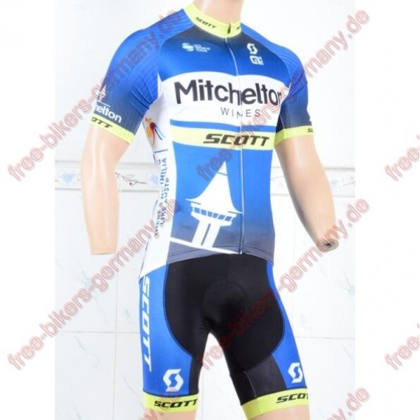 Profiteam 2018 Mitchelton Scott blau Fahrradbekleidung Trikot Kurzarm