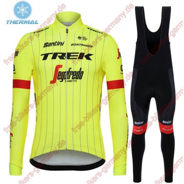 Profiteam 2018 Trek Segafredo thermique fluo gelb Fahrradbekleidung Trikot Langarm+Lang Tr
