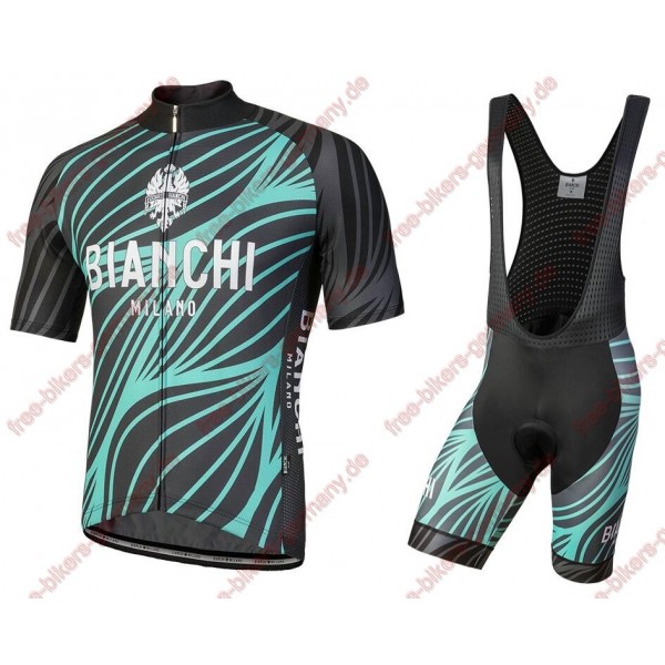 Profiteam 2018 Bianchi Milano Caina Blau Radbekleidung Satz Trikot Kurzarm+Trägerhosen Sets