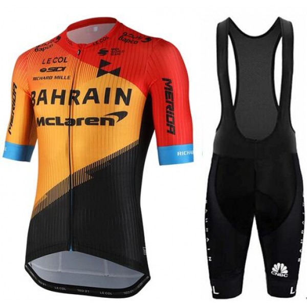 Fahrradbekleidung Radsport 2020 Bahrain McLaren Radbekleidung Satz Trikot Kurzarm+Trägerhosen Se