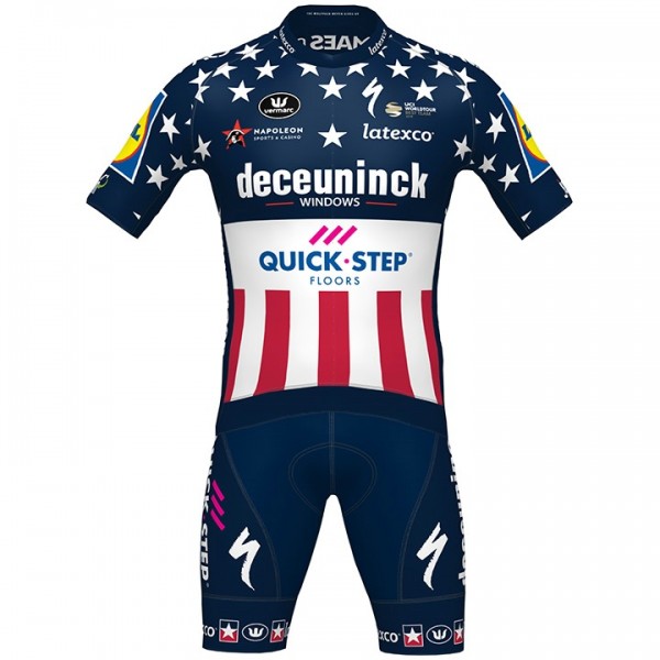 Fahrradbekleidung Radsport 2020 DECEUNINCK QUICK-STEP USA Zeitfahrmeister Radbekleidung Satz Trikot Kurzarm+Fahrradhos