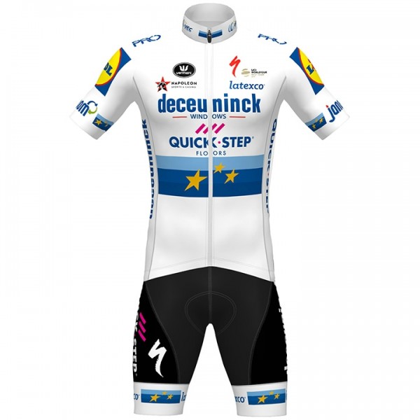 Fahrradbekleidung Radsport 2020 DECEUNINCK QUICK-STEP European Champion Radbekleidung Satz Trikot Kurzarm+Fahrradhose 