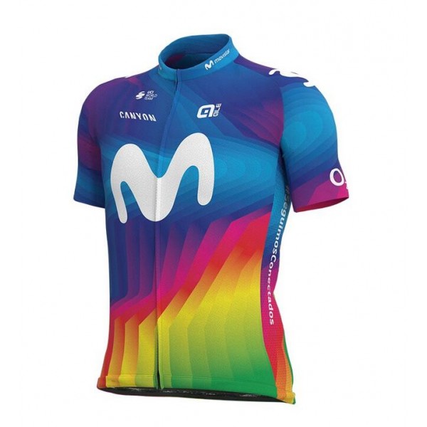Fahrradbekleidung Radsport 2020 MOVISTAR TEAM Strade Bianche Tenue Cyclisme Trikot Kurzarm Outl