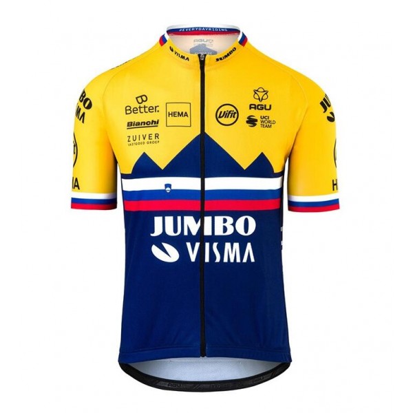 Fahrradbekleidung Radsport 2020 TEAM JUMBO VISMA SLOVENIAN CHAMPION Tenue Cyclisme Trikot Kurzarm Outl