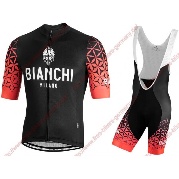 Profiteams BIANCHI MILANO Pedaso red Radbekleidung Satz Trikot Kurzarm+Trägerhosen Se