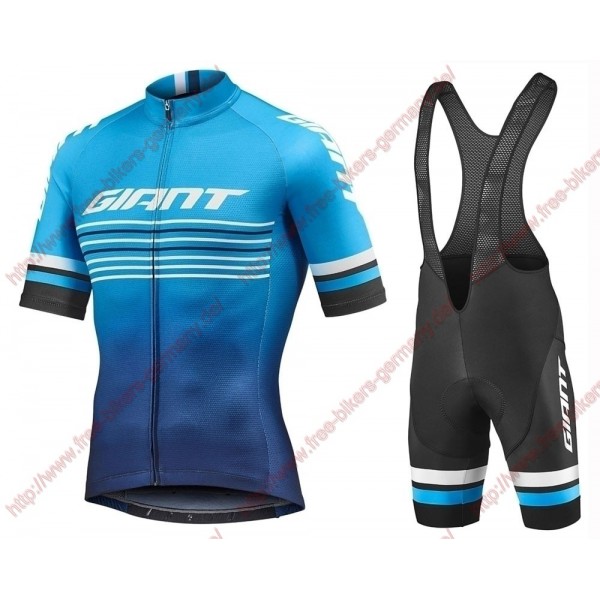 Profiteams 2019 Giant Race Day Blue Radbekleidung Satz Trikot Kurzarm+Trägerhosen Se
