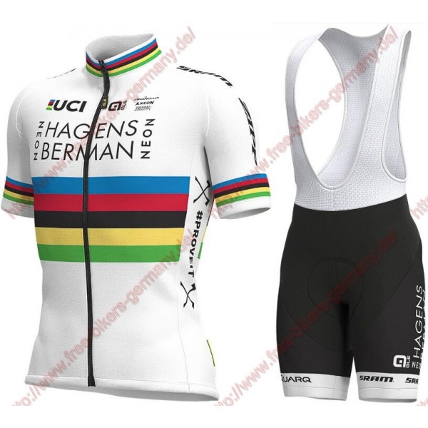 Profiteams 2019 World Champion Hagens Berman Axeon Radbekleidung Satz Trikot Kurzarm+Trägerhosen Se