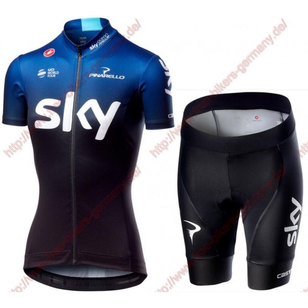 Profiteams TEAM SKY 2019 Damen Fietskleding Set Trikot Kurzarm Outlet+Korte fiet