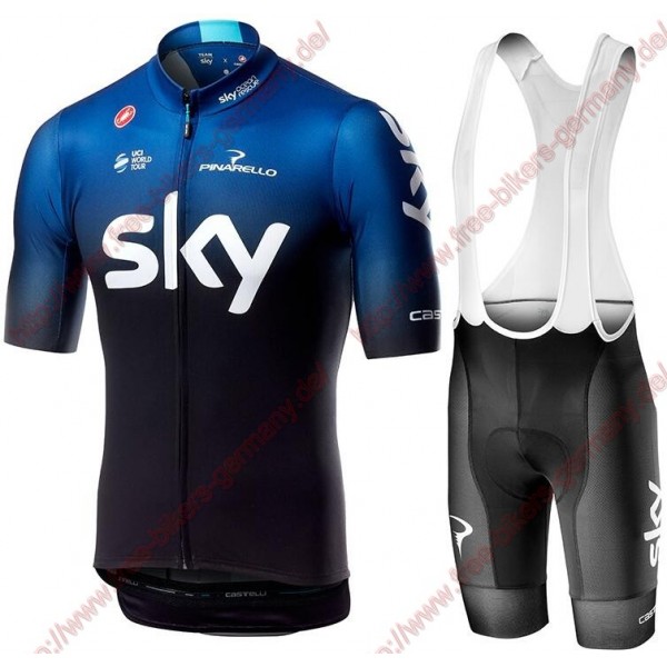 Profiteams TEAM SKY 2019 Radbekleidung Satz Trikot Kurzarm+Trägerhosen Se
