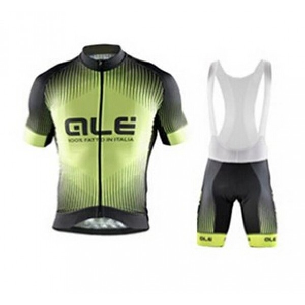 2015 ALE Grün schwarz Fahrradbekleidung Satz Fahrradtrikot Kurzarm Trikot und Kurz Trägerhose
