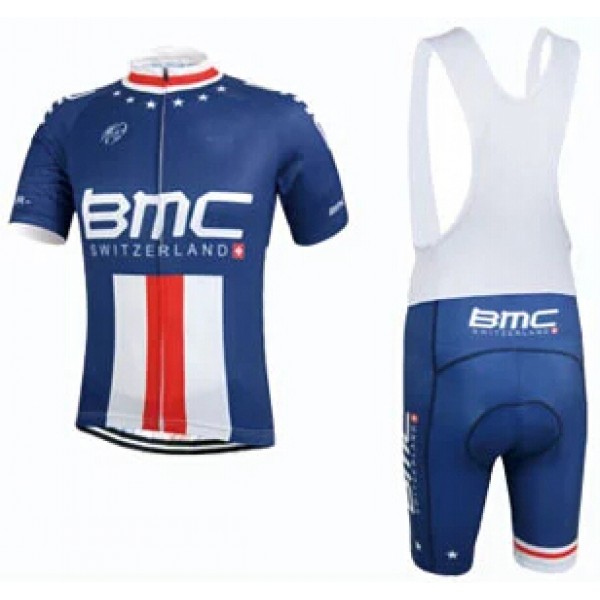 2015 BMC Proteam Fahrradbekleidung Satz Fahrradtrikot Kurzarm Trikot und Kurz Trägerhose Blau