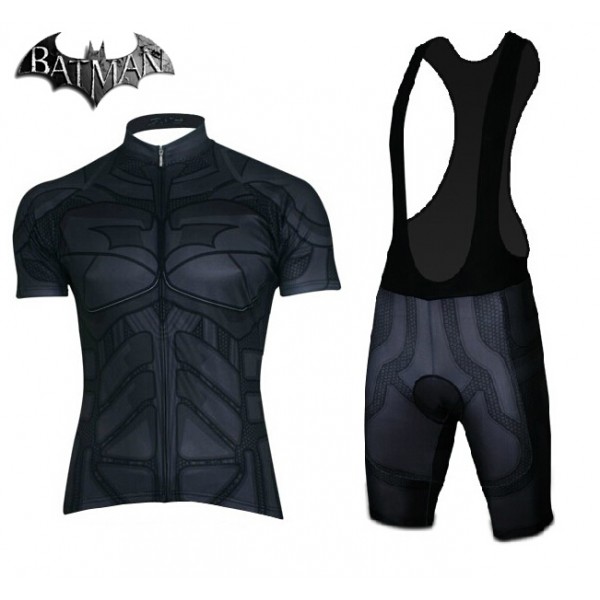 2015 Bat-Man Fahrradbekleidung Satz Fahrradtrikot Kurzarm Trikot und Kurz Trägerhose schwarz