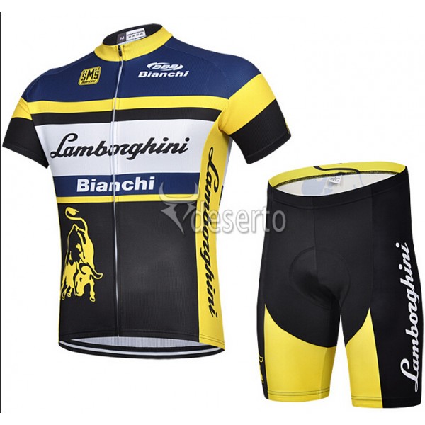 2015 Lamborghini Bianchi Radbekleidung Radtrikot Kurzarm und Fahrradhosen Kurz