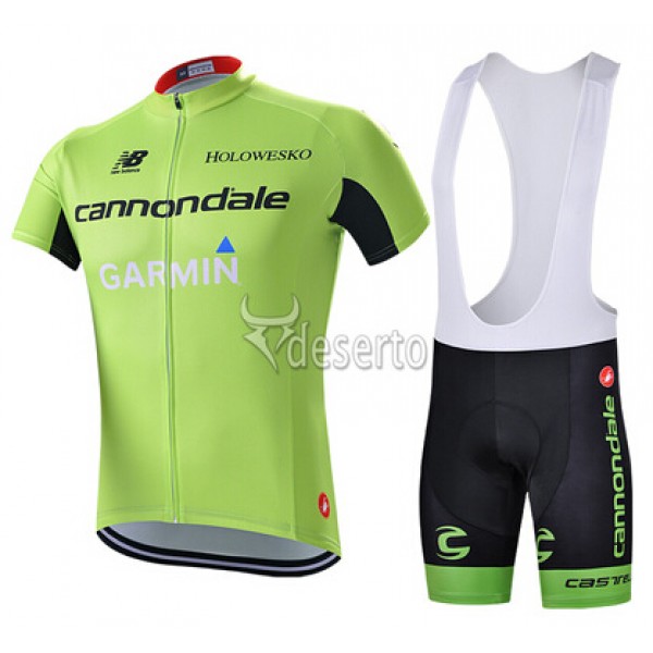 2015 Garmin Cannondale Fahrradbekleidung Satz Fahrradtrikot Kurzarm Trikot und Kurz Trägerhose Grün