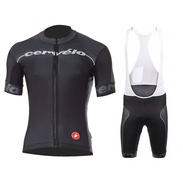 Cervelo Schwarz Proteam 2015 Fahrradbekleidung Satz Fahrradtrikot Kurzarm Trikot und Kurz Trägerhose