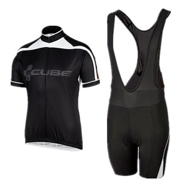 2015 Cube schwarz Weiß Fahrradbekleidung Satz Fahrradtrikot Kurzarm Trikot und Kurz Trägerhose