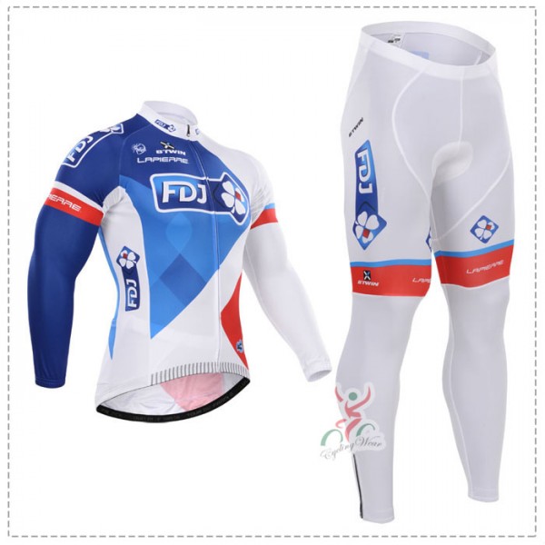 2015 FDJ Fahrradbekleidung Radtrikot Satz Langarm und Lange Fahrradhose
