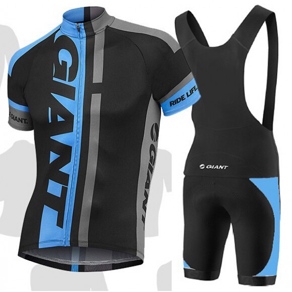 2015 Giant blau schwarz Fahrradbekleidung Satz Fahrradtrikot Kurzarm Trikot und Kurz Trägerhose