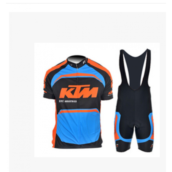 2015 KTM Proteam Blau Schwarz Fahrradbekleidung Satz Fahrradtrikot Kurzarm Trikot und Kurz Trägerhose