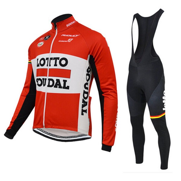 2015 Lotto Soudal Fahrradbekleidung Radtrikot Satz Langarm und Lange Trägerhose
