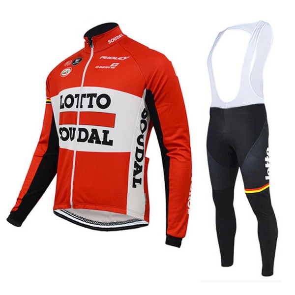 2015 Lotto Soudal Fahrradbekleidung Radtrikot Satz Langarm und Lange Trägerhose