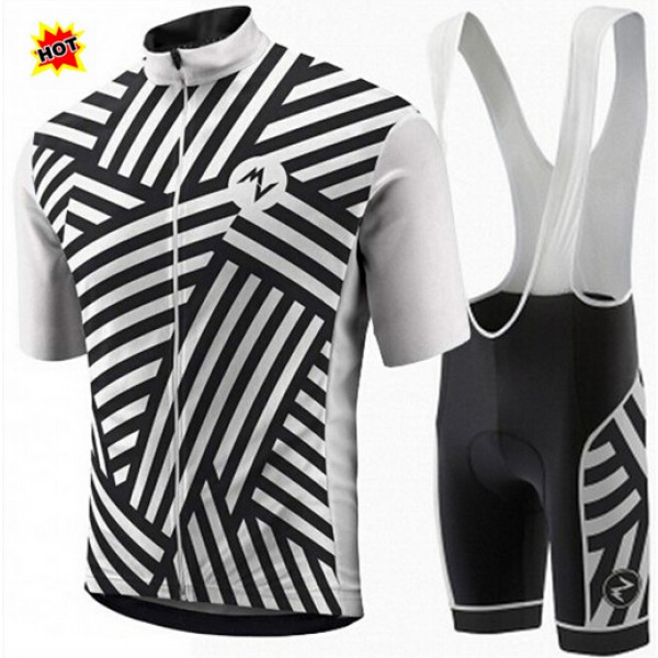 2015 MORVELO Fahrradbekleidung Satz Fahrradtrikot Kurzarm Trikot und Kurz Trägerhose schwarz Weiß