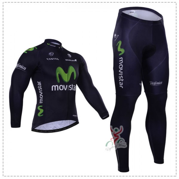 2015 Movistar Fahrradbekleidung Radtrikot Satz Langarm und Lange Fahrradhose