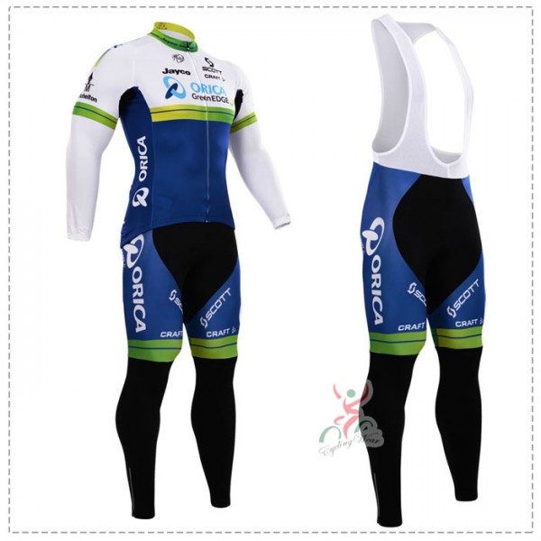2015 Orica Greenedge Fahrradbekleidung Radtrikot Satz Langarm und Lange Trägerhose