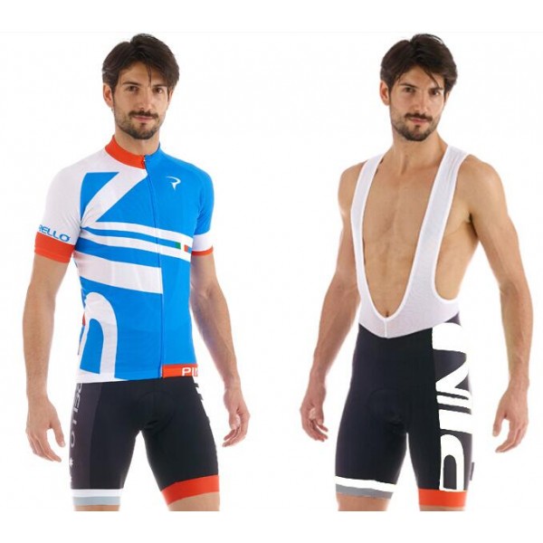 2015 Pinarello Blau Fahrradbekleidung Satz Fahrradtrikot Kurzarm Trikot und Kurz Trägerhose