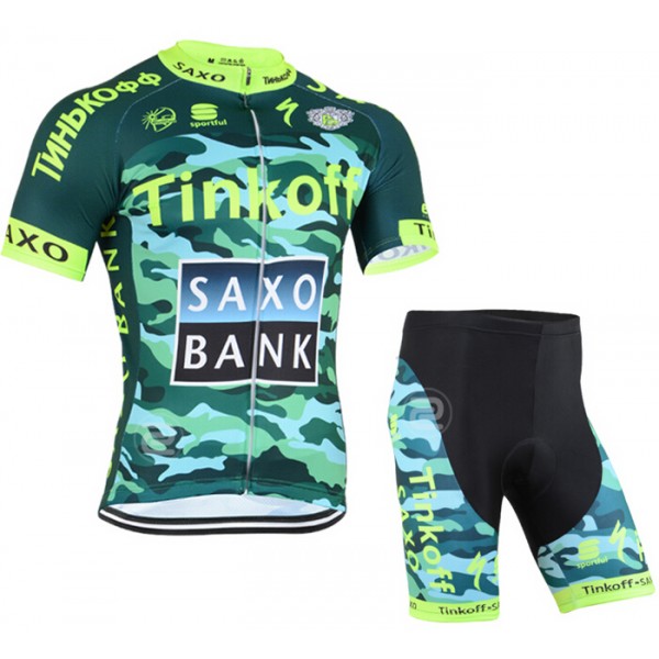 2015 Tinkoff Saxo Bank Camouflage Radbekleidung Radtrikot Kurzarm und Fahrradhosen Kurz