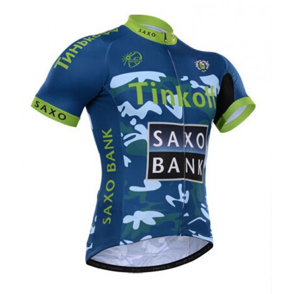 2015 Tinkoff Saxo Bank Camouflage Blau Radtrikot Kurzarm