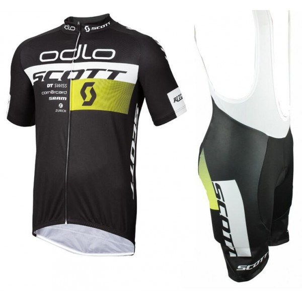 2015 Odlo Scott Swiss Gelb Fahrradbekleidung Satz Fahrradtrikot Kurzarm Trikot und Kurz Trägerhose