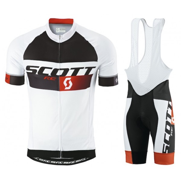 2015 Scott RC Pro Schwarz-Weiß-Rot Fahrradbekleidung Satz Fahrradtrikot Kurzarm Trikot und Kurz Trägerhose