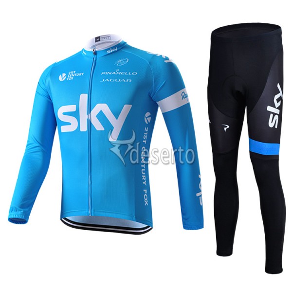 2015 Sky Fahrradbekleidung Radtrikot Satz Langarm und Lange Fahrradhose
