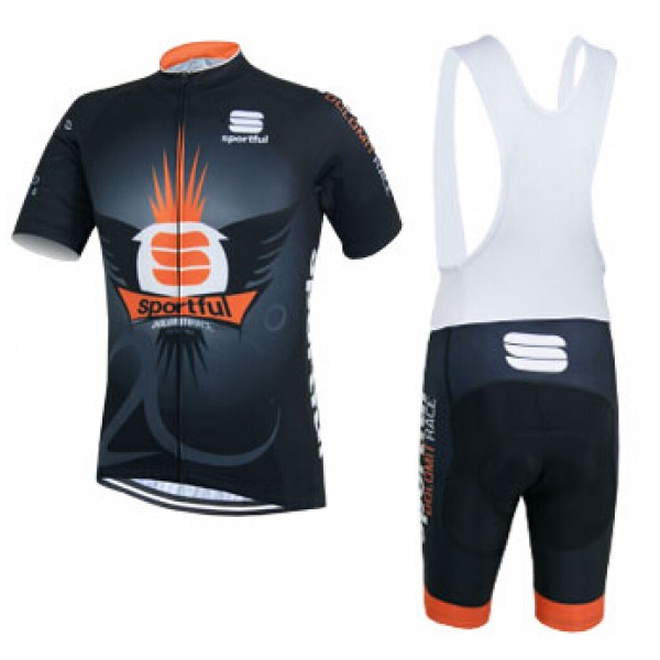 2015 Sportful orange Schwarz Fahrradbekleidung Satz Fahrradtrikot Kurzarm Trikot und Kurz Trägerhose