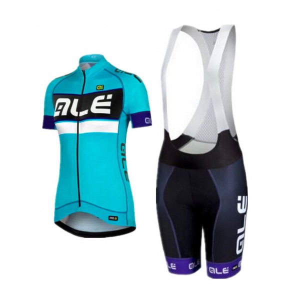 2015 ALE Damen blau Fahrradbekleidung Satz Fahrradtrikot Kurzarm Trikot und Kurz Trägerhose