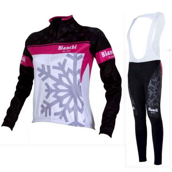 2015 Damen Bianchi Fahrradbekleidung Radtrikot Satz Langarm und Lange Fahrradhose