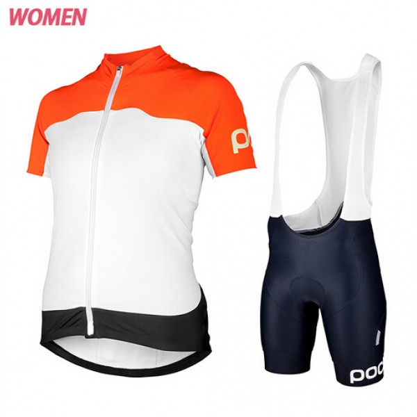 2015 POC Damen orange Fahrradbekleidung Satz Fahrradtrikot Kurzarm Trikot und Kurz Trägerhose
