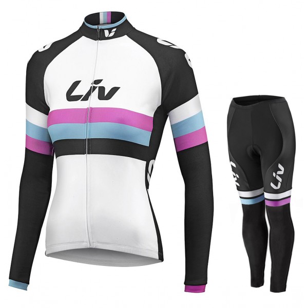 Damen LIV RACE DAY SS 2015 Long white Cycling Fahrradbekleidung Radtrikot Satz Langarm und Lange Fahrradhose