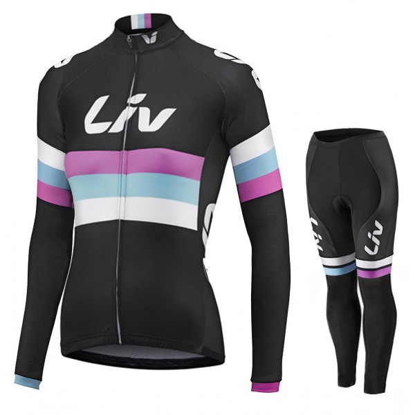 Damen LIV RACE DAY SS 2015 Long Black Cycling Fahrradbekleidung Radtrikot Satz Langarm und Lange Fahrradhose