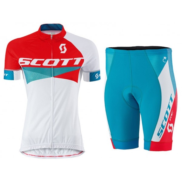 2015 Scott Rot-Weiß Damen Radbekleidung Radtrikot Kurzarm und Fahrradhosen Kurz