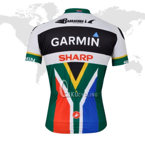 2013 Garmin Sharp Barracuda Südafrika Champion Radtrikot Kurzarm Schwarz Grün