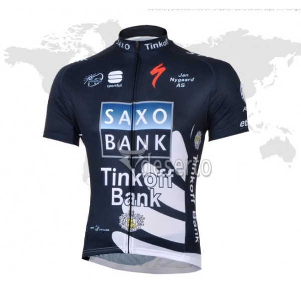 2013 Saxo Bank Tinkoff Pro Team Radtrikot Kurzarm Dunkel Blau