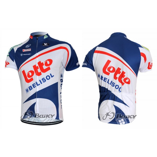 2012 Lotto Belisol Radtrikot KurzarmWeiß Blau