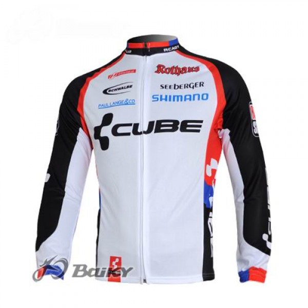 Cube Fintro Pro Team Fahrradtrikot Langarm Weiß Schwarz