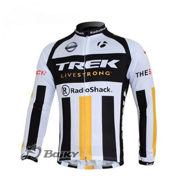 RadioShack Trek Nissan Livestrong Fahrradtrikot Langarm Weiß Schwarz Gelb